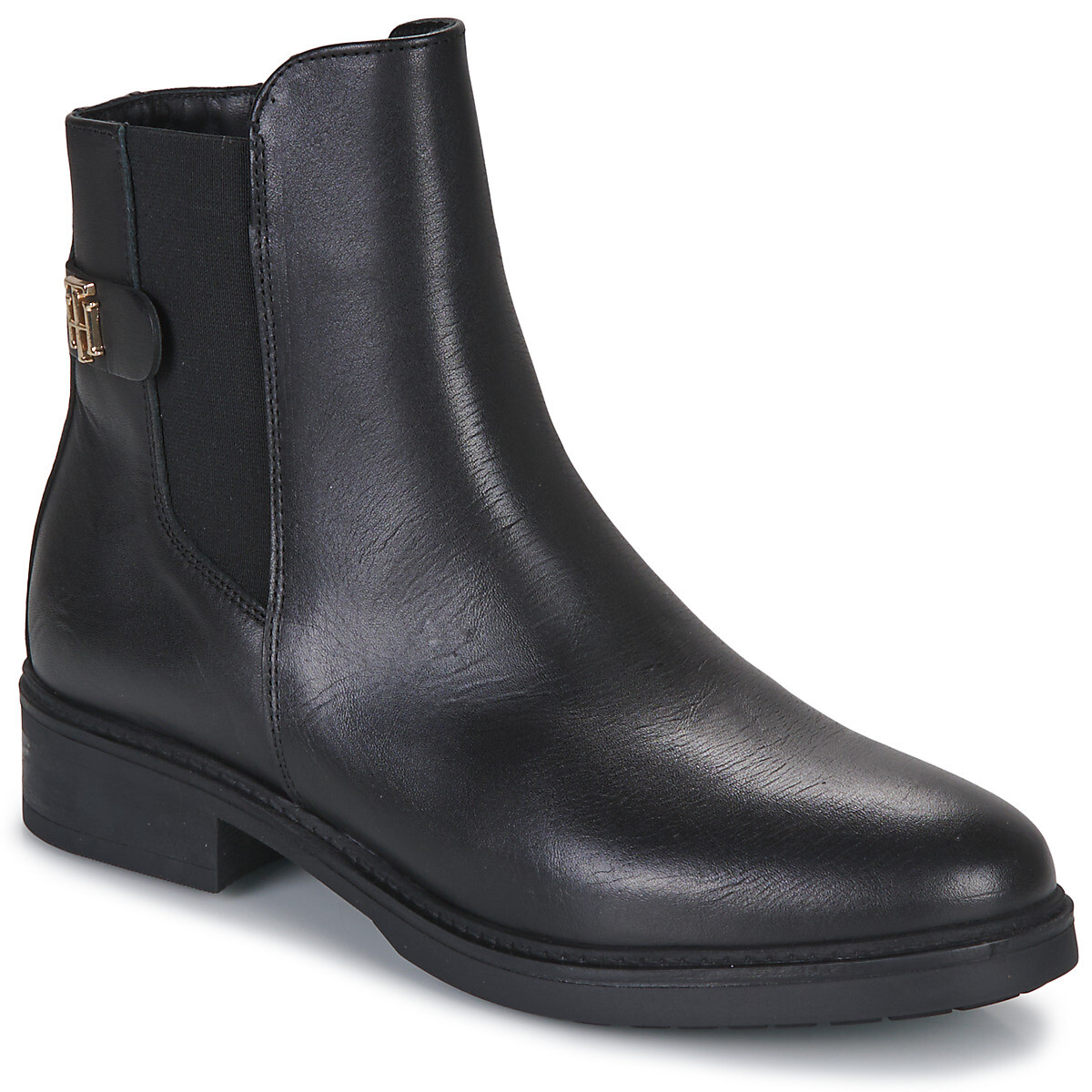 Tommy Hilfiger  TH LEATHER FLAT BOOT  Černá