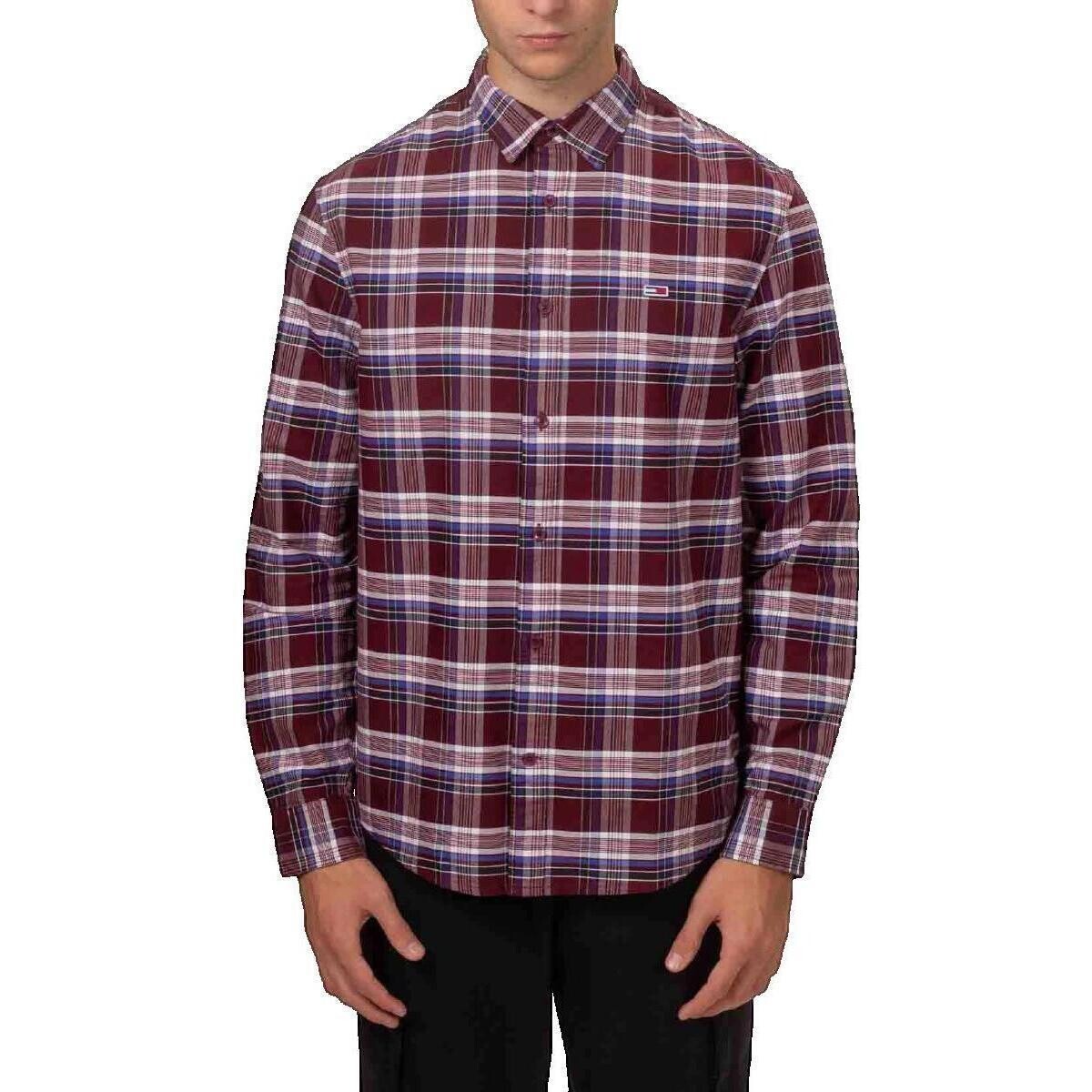 Tommy Hilfiger  Chemise manches longues Tommy Jeans Oxford tartan bordeaux  Bordó
