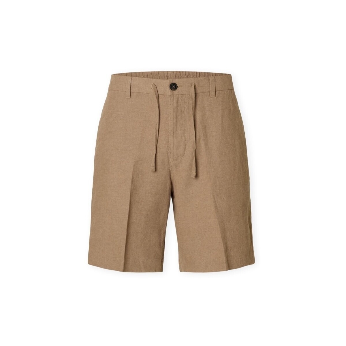 Selected  Noos Regular-Leroy Linen Shorts - Caribou  Hnědá
