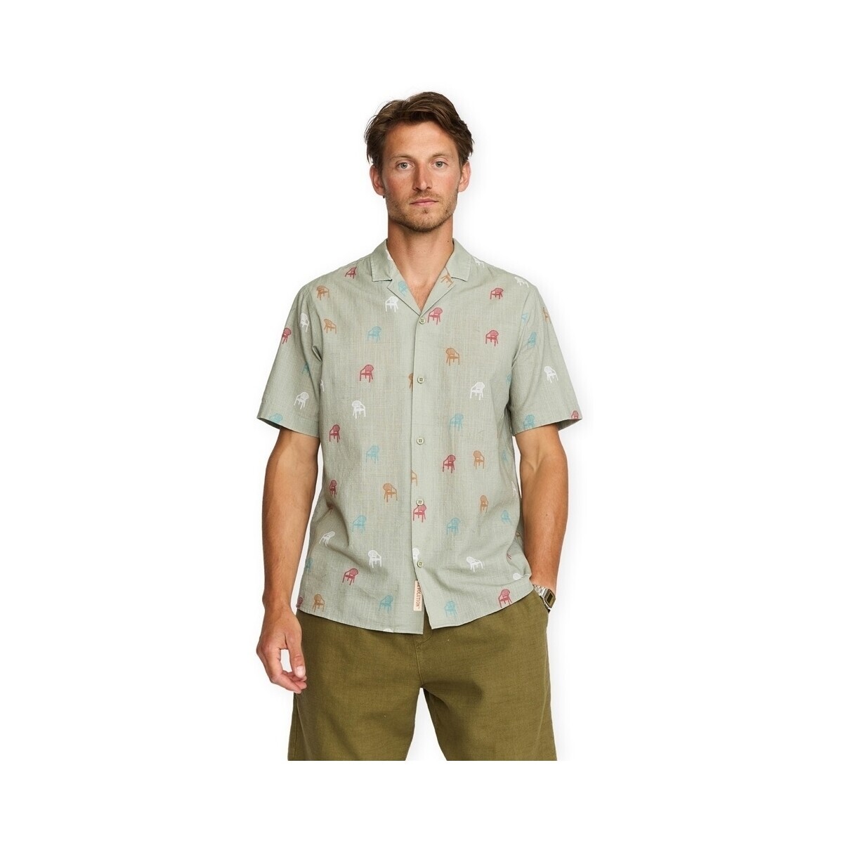 Revolution  Cuban Shirt 3251 - Light Green  Zelená