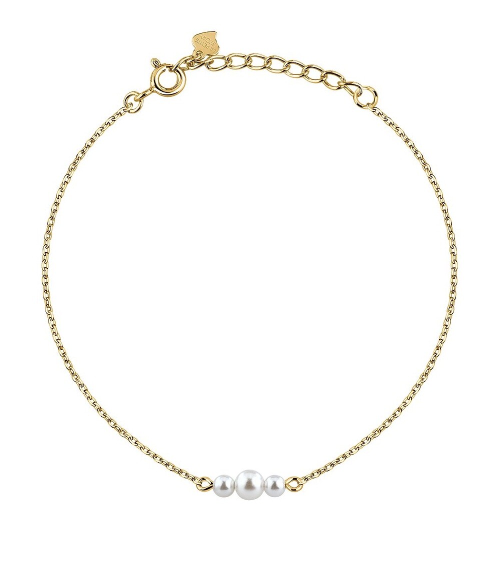 La Petite Story Pozlacený náramek s umělými perličkami Silver LPS05AWV87
