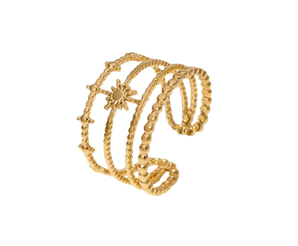 Emily Westwood Fashion pozlacený otevřený prsten z oceli EWR23029G