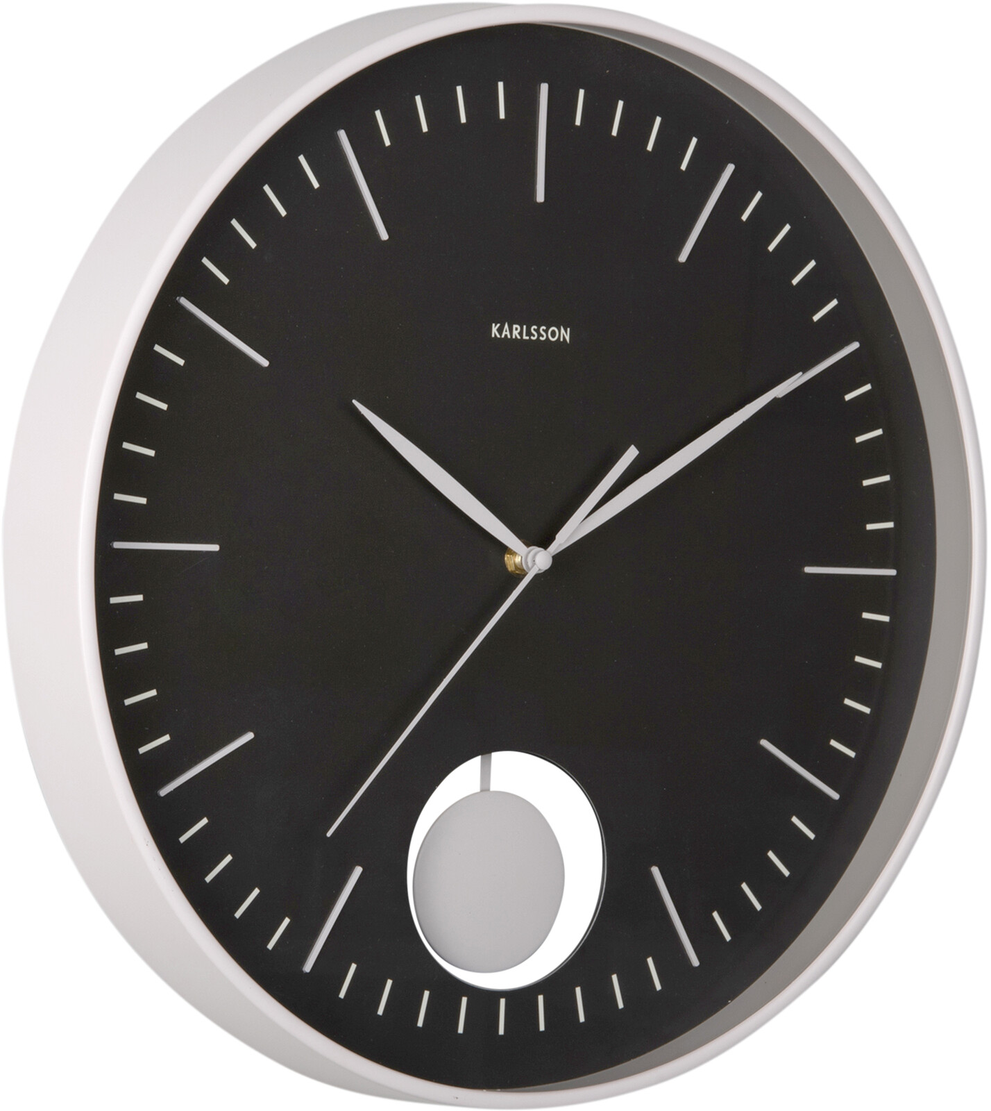 Karlsson Designové nástěnné hodiny s kyvadlem 6065BK