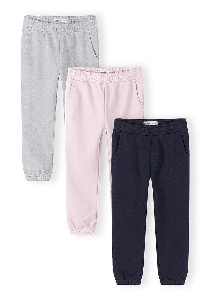 Tepláky dívčí s elastickým pasem a stahovací šňůrkou 3pack Minoti 30FLEECE155 - 104/110 | 4/5let