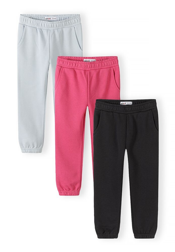 Tepláky dívčí s elastickým pasem a stahovací šňůrkou 3pack Minoti 30FLEECE153 - 104/110 | 4/5let