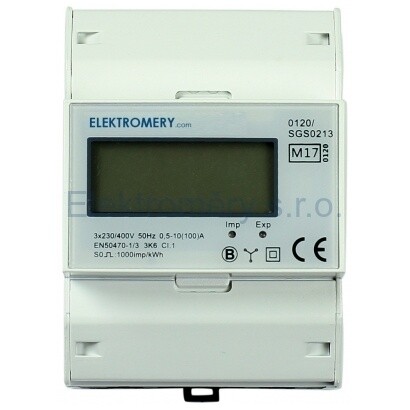 Elektroměr SDM 72D E802 0,25-100A 4modulový 3fázový CZ cejchovaný jednosazbový úředně ověřený pro fakturační měření