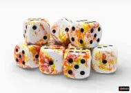 Chessex Dice Set Brush Sunrise/Black 16mm D6 (12x)