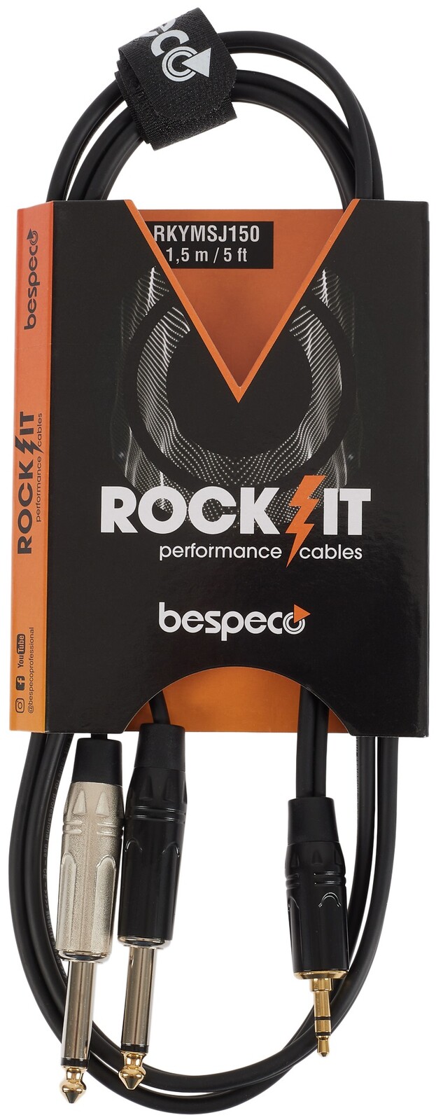 Bespeco ROCKIT Interlink Cable Jack 3,5 TRS - 2x Jack Mono 1,5 m