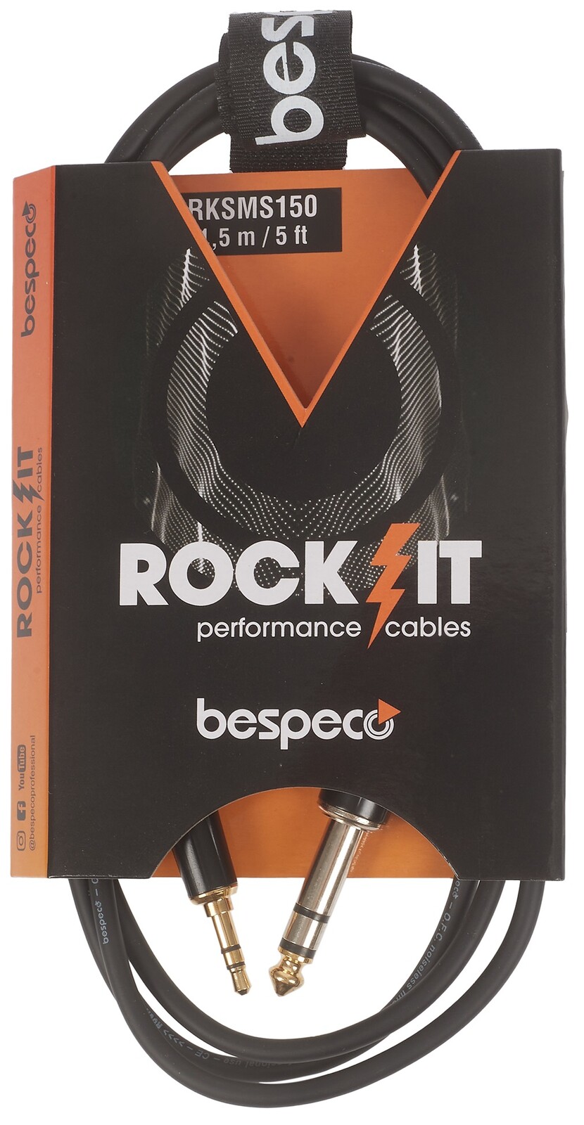Bespeco ROCKIT Stereo Cable Jack 3,5 TRS - Jack TRS 1,5 m (rozbalené)