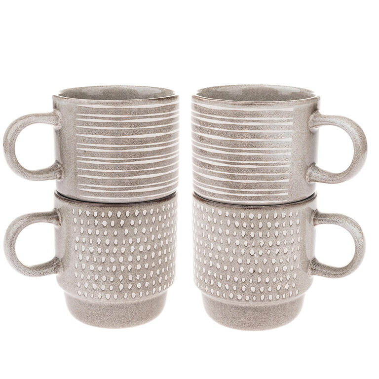 Sada 4 ks keramických hrnků BEIGE 290 ml