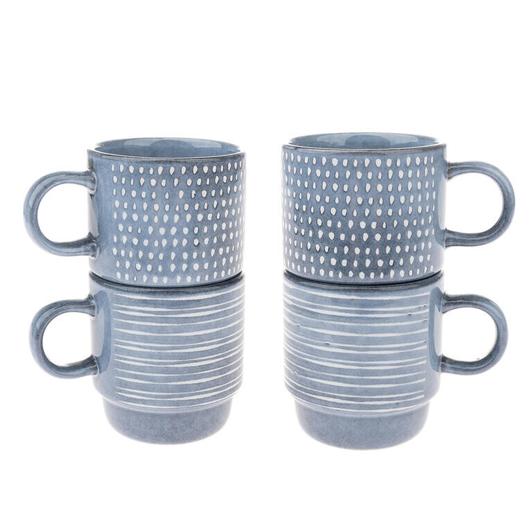 Sada 4 ks keramických hrnků SKY BLUE, 290 ml