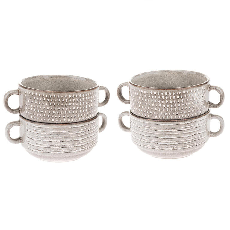 Sada 4 ks keramických misek BEIGE 470 ml