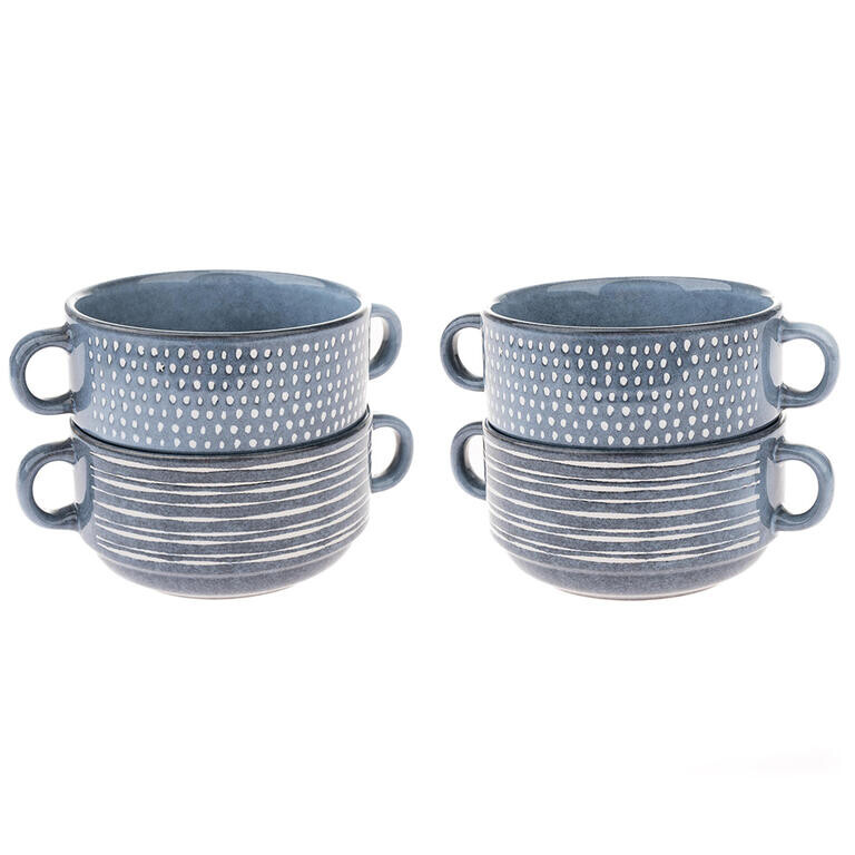 Sada 4 ks keramických misek SKY BLUE 470 ml