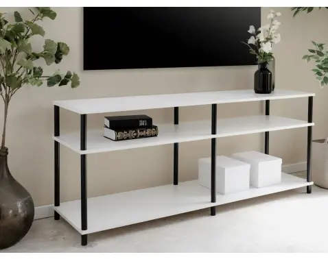 Široký regál/TV stolek Theo, bílý