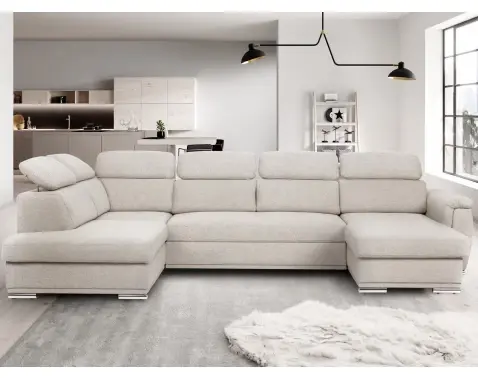 Sedací souprava Udine, tvar levé U, krémová látka