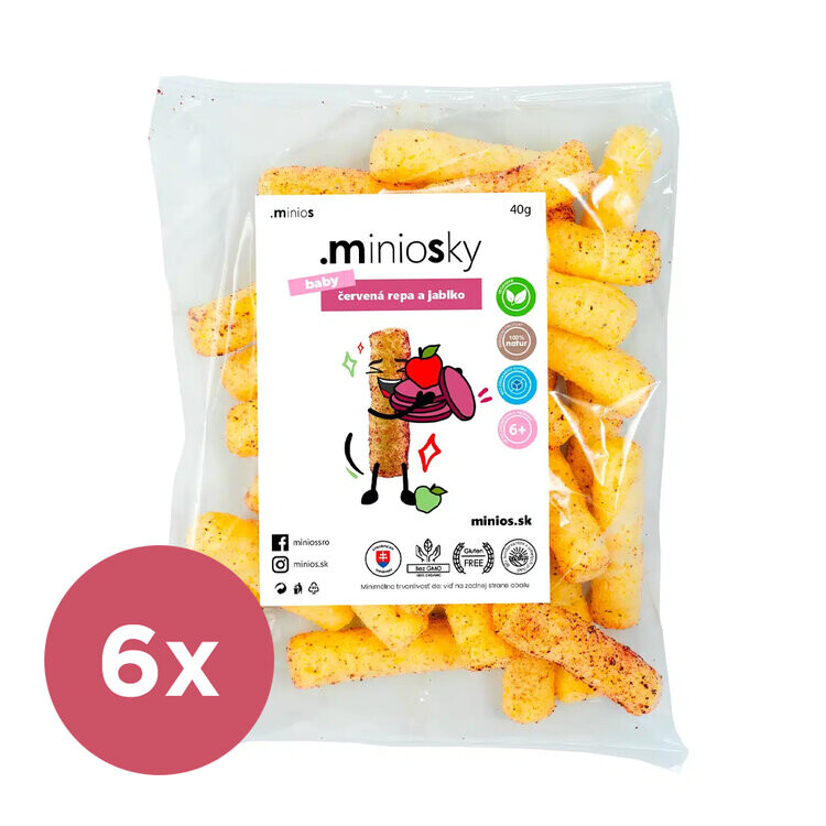 6x MINIOS Baby Miniosky Červená řepa a jablko 40g