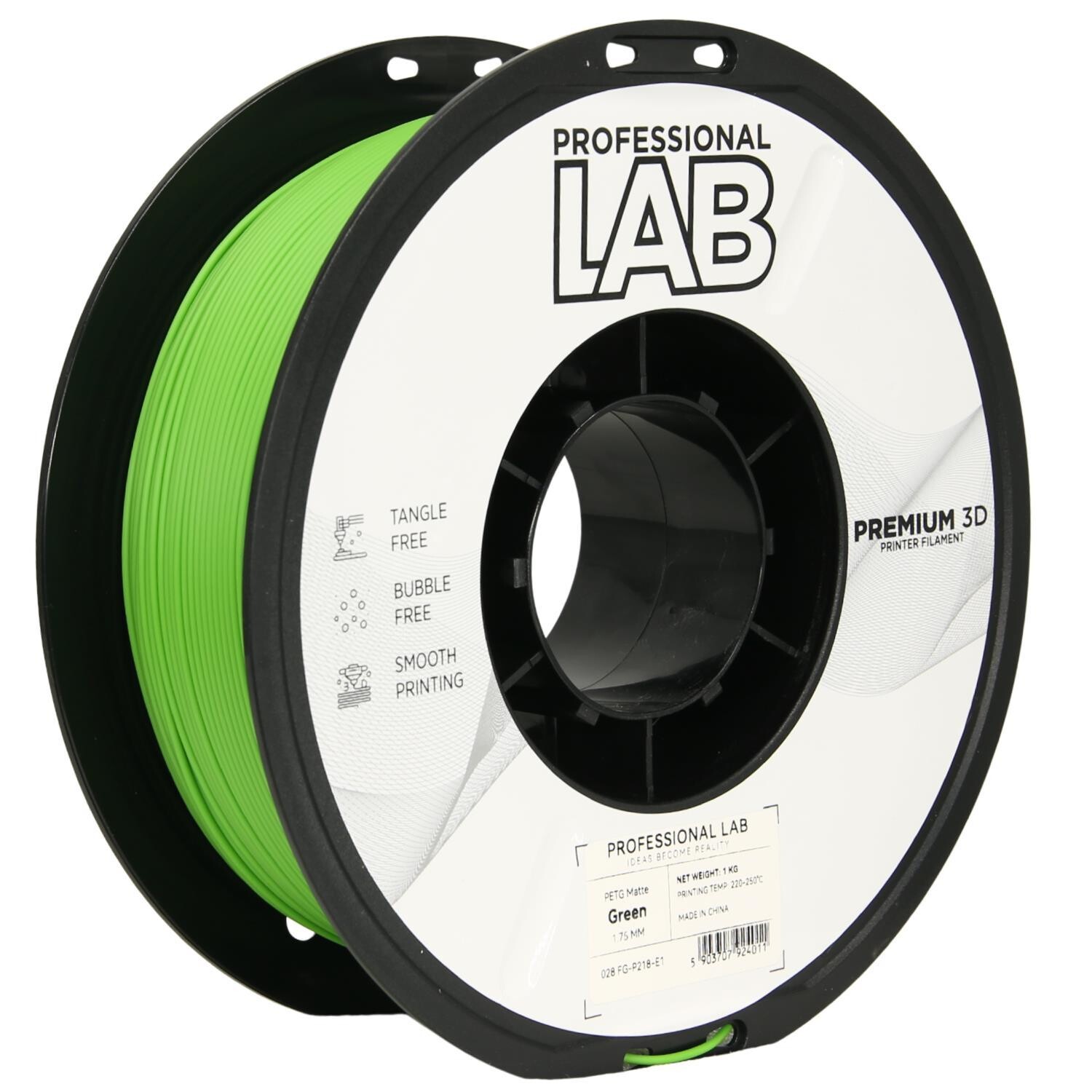 Professional Lab FG-P218-E1, 3D filament, PETG Matte, 1,75mm, 1000g, Zelený (Green)