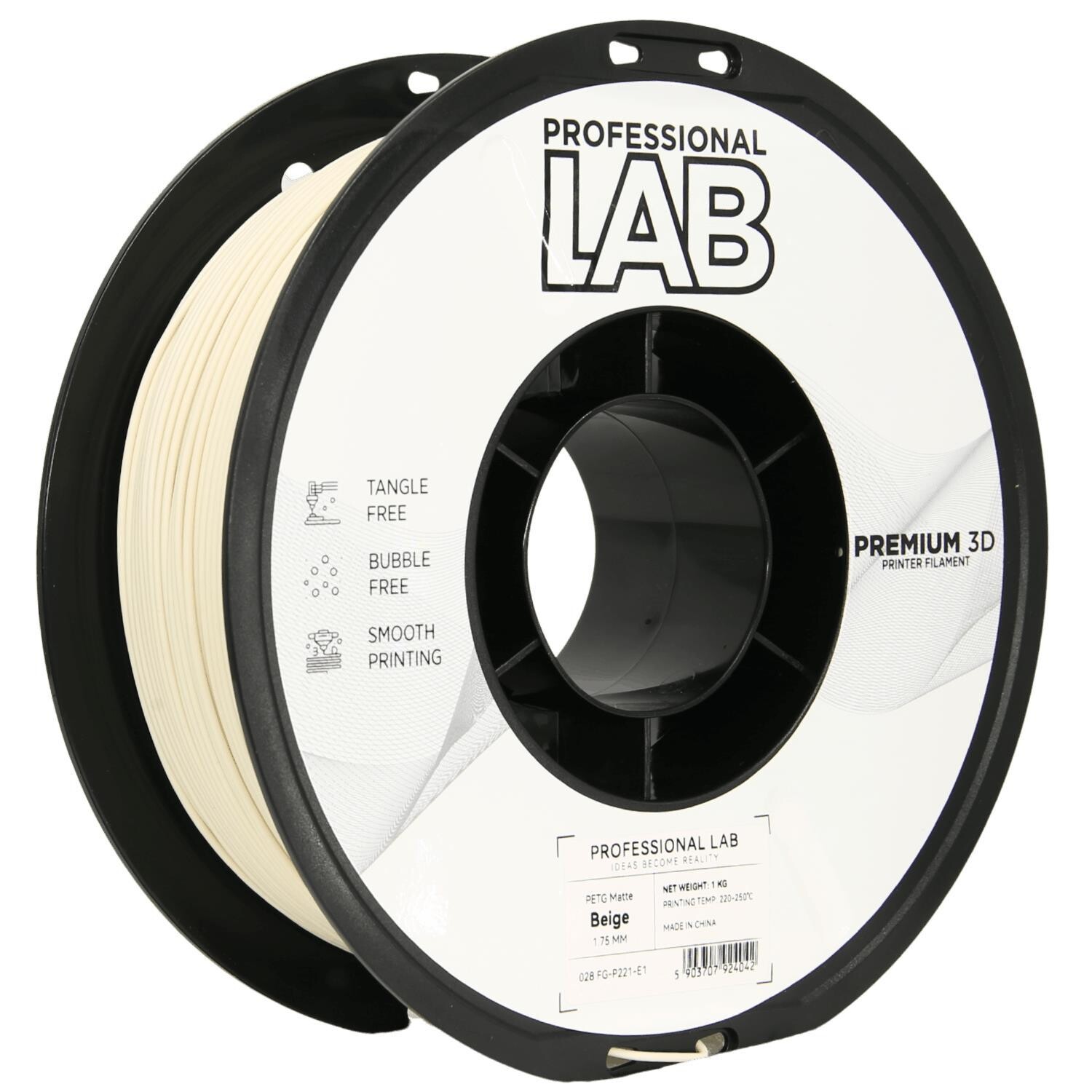 Professional Lab FG-P221-E1, 3D filament, PETG Matte, 1,75mm, 1000g, Béžový (Beige)