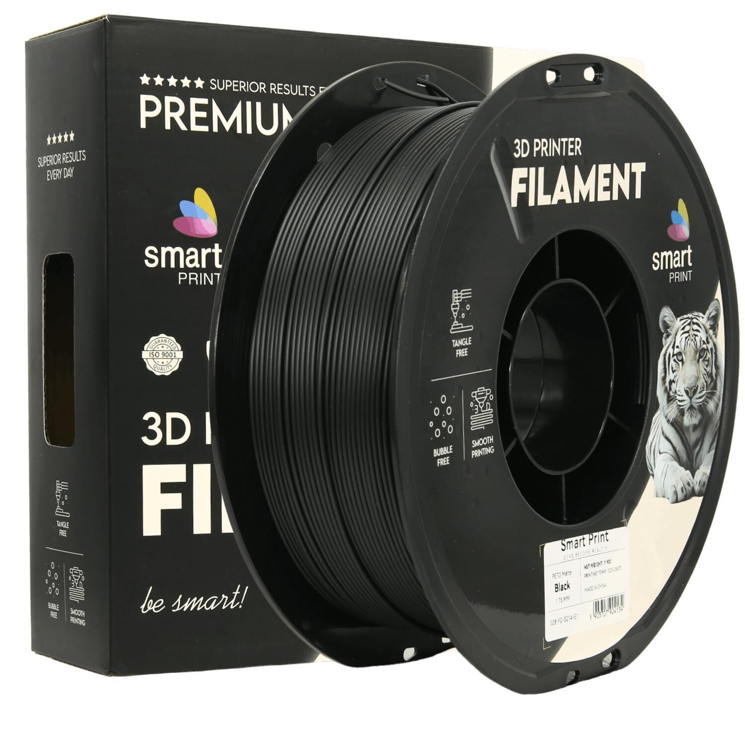 Smart Print FG-S214-E1, 3D filament, PETG Matte, 1,75mm, 1000g, Černý (Black)