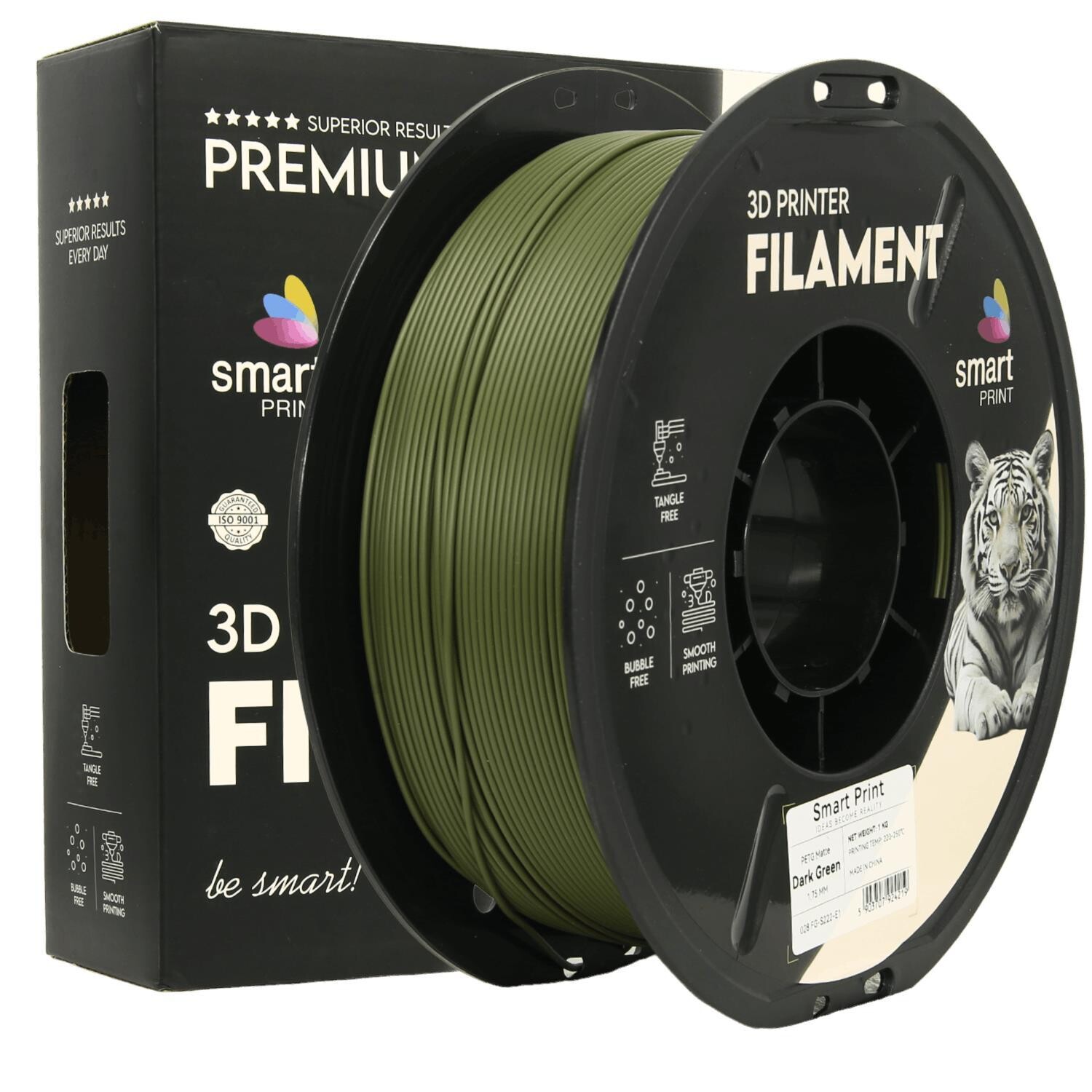 Smart Print FG-S222-E1, 3D filament, PETG Matte, 1,75mm, 1000g, Tmavě zelený (Dark green)