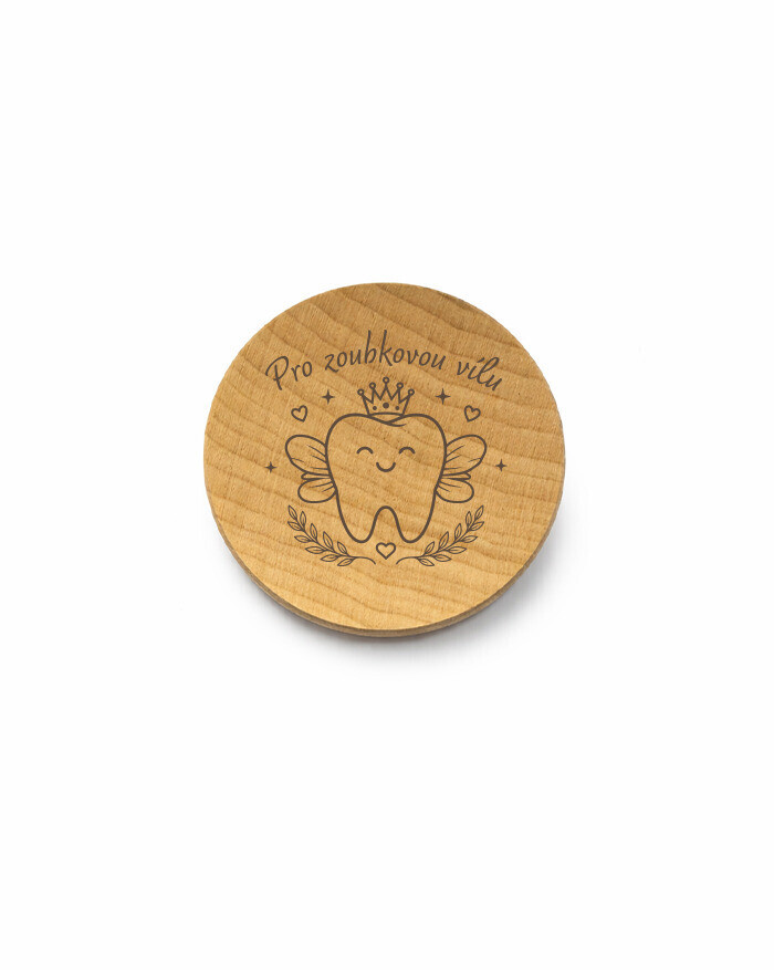 Dřevěná kulatá krabička 4x2,7 cm pro zoubkovou vílu