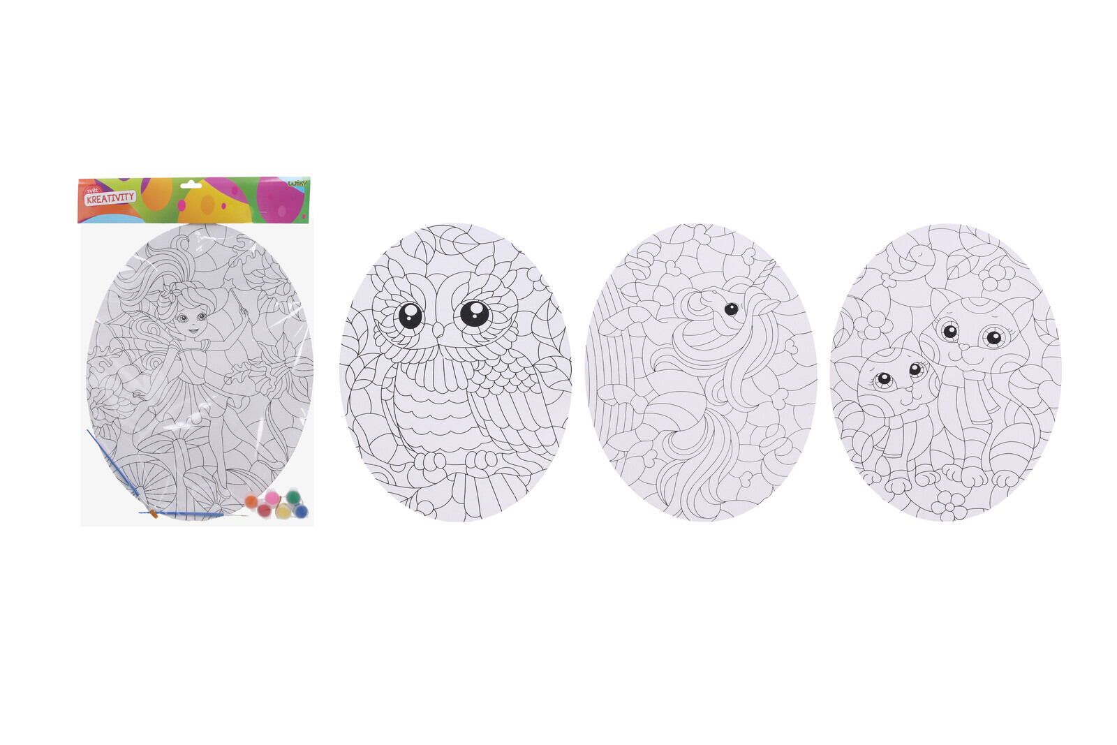 Kreativní set ovál 35x45 cm - vymalování + 2x štětec + barvy