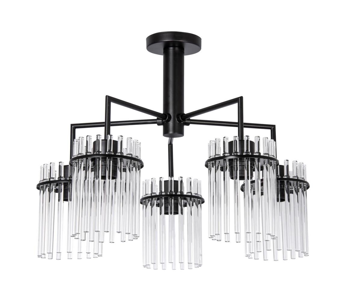 Lustr na tyči 5xE27/60W/230V černá/čirá W-CPX1751-5