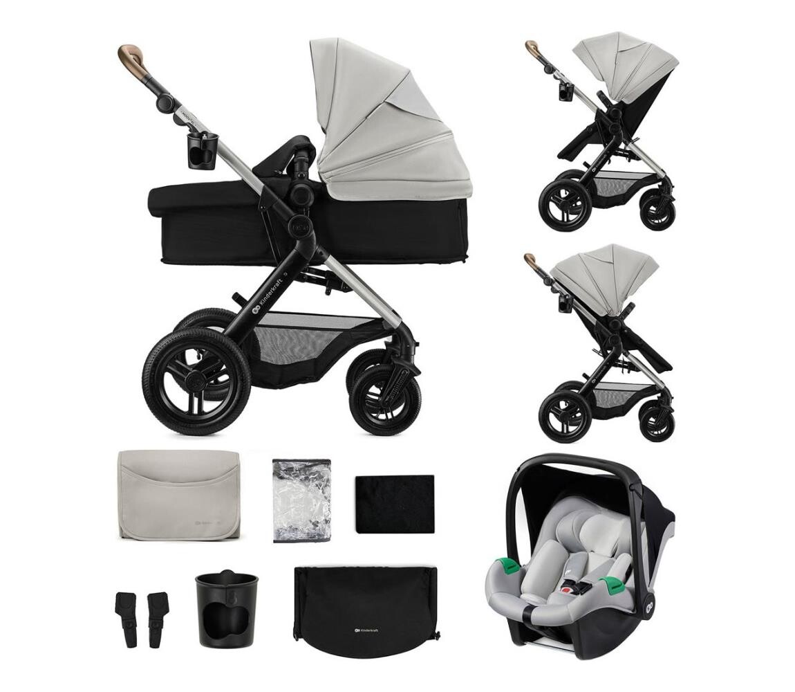 KINDERKRAFT - Kombinovaný kočárek 3v1 MOOV 2 XL Air Grey KSMOOVXLGRY0000