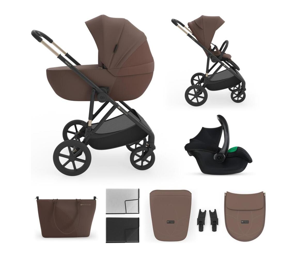 KINDERKRAFT - Kombinovaný kočárek 3v1 PRIME 3 Velvet Mocca KSPRIM03BRW3000