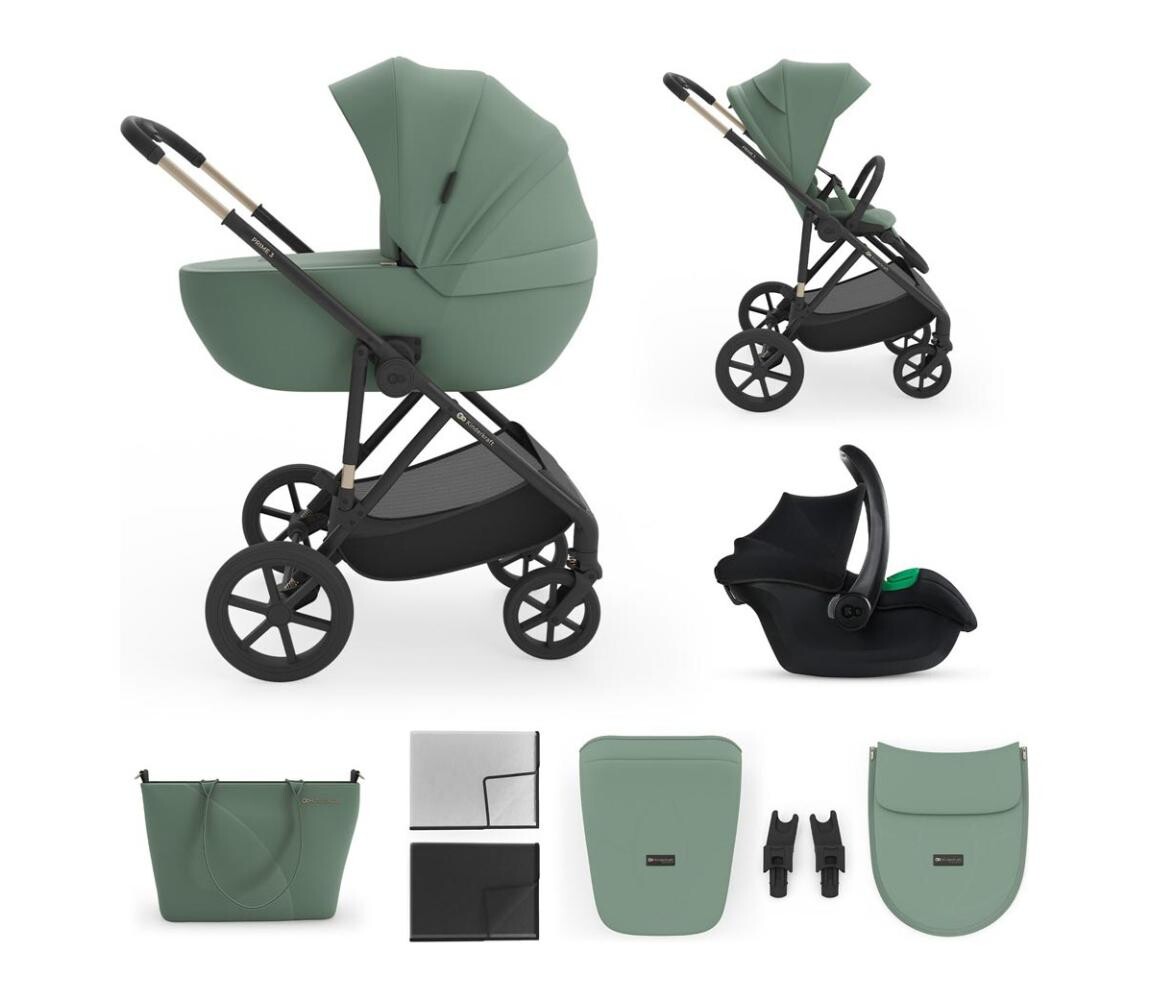 KINDERKRAFT - Kombinovaný kočárek 3v1 PRIME 3 Dark Green KSPRIM03GRE3000