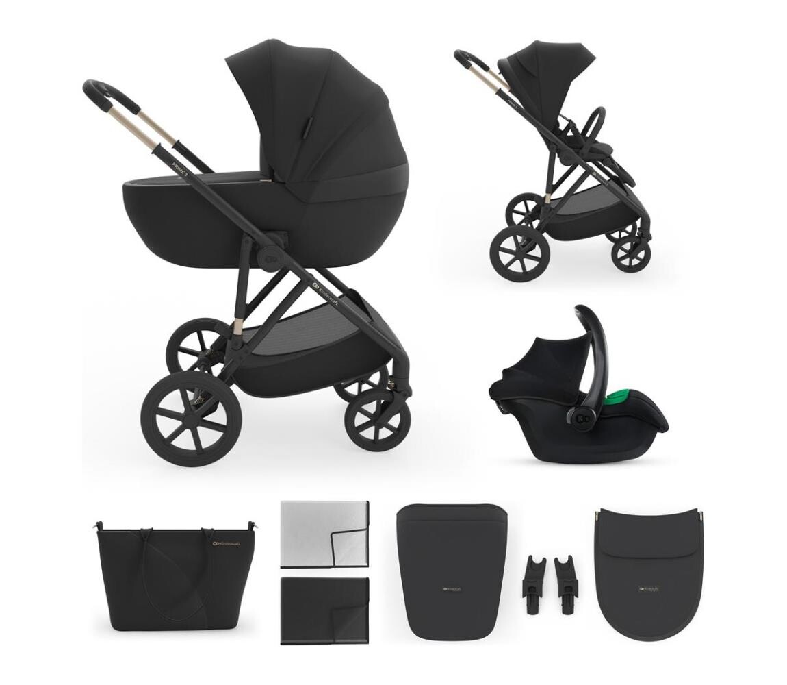 KINDERKRAFT - Kombinovaný kočárek 3v1 PRIME 3 Venezian Black KSPRIM03BLK3000