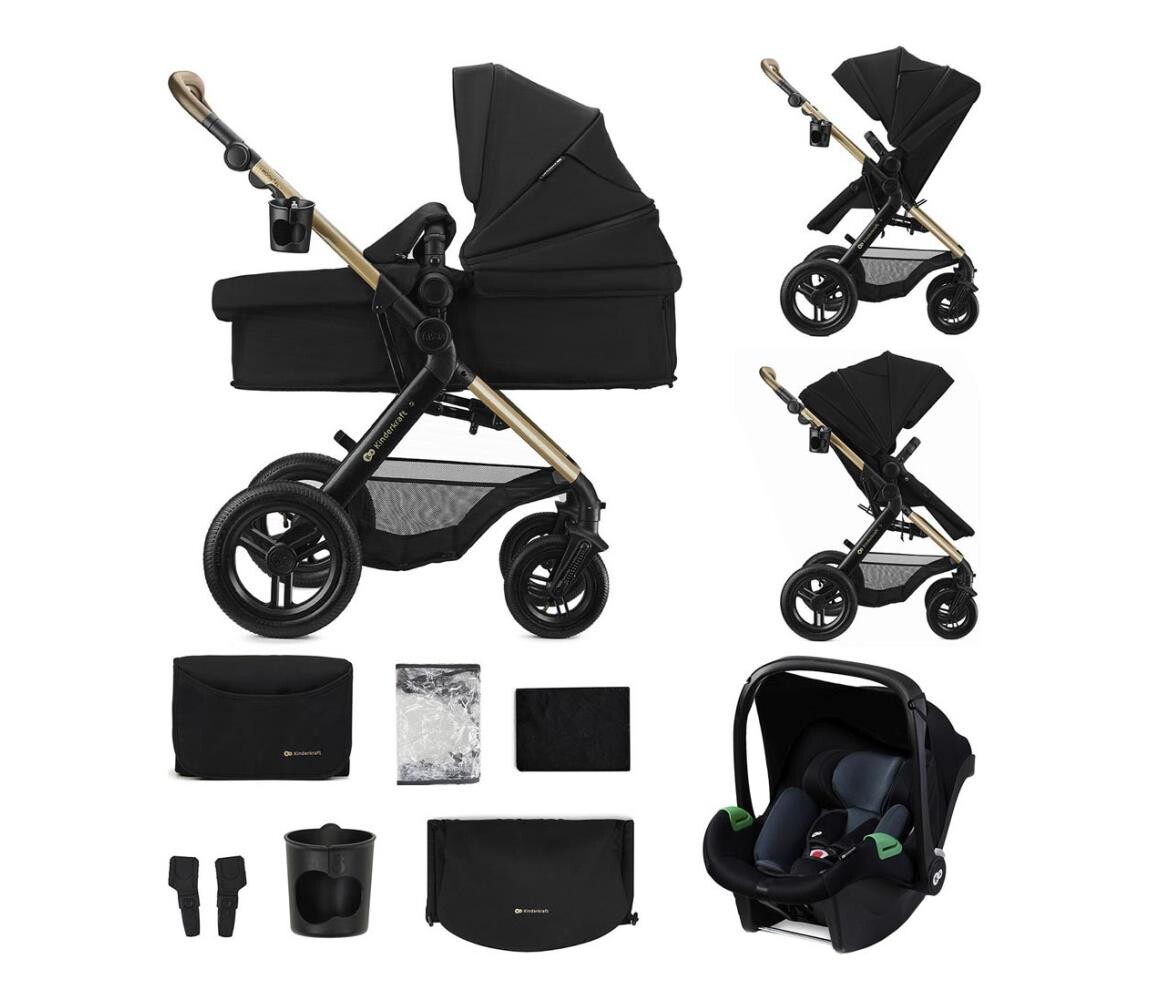 KINDERKRAFT - Kombinovaný kočárek 3v1 MOOV 2 XL Air Black KSMOOVXLBLK0000
