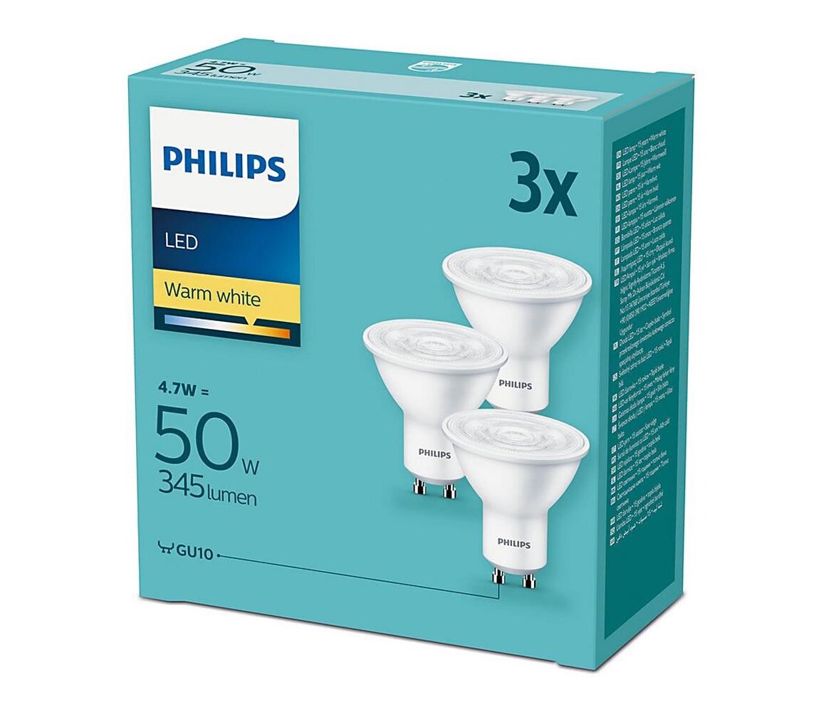 Sada 3xLED Žárovka Philips GU10/4,7W/230V 2700K 8718696829110