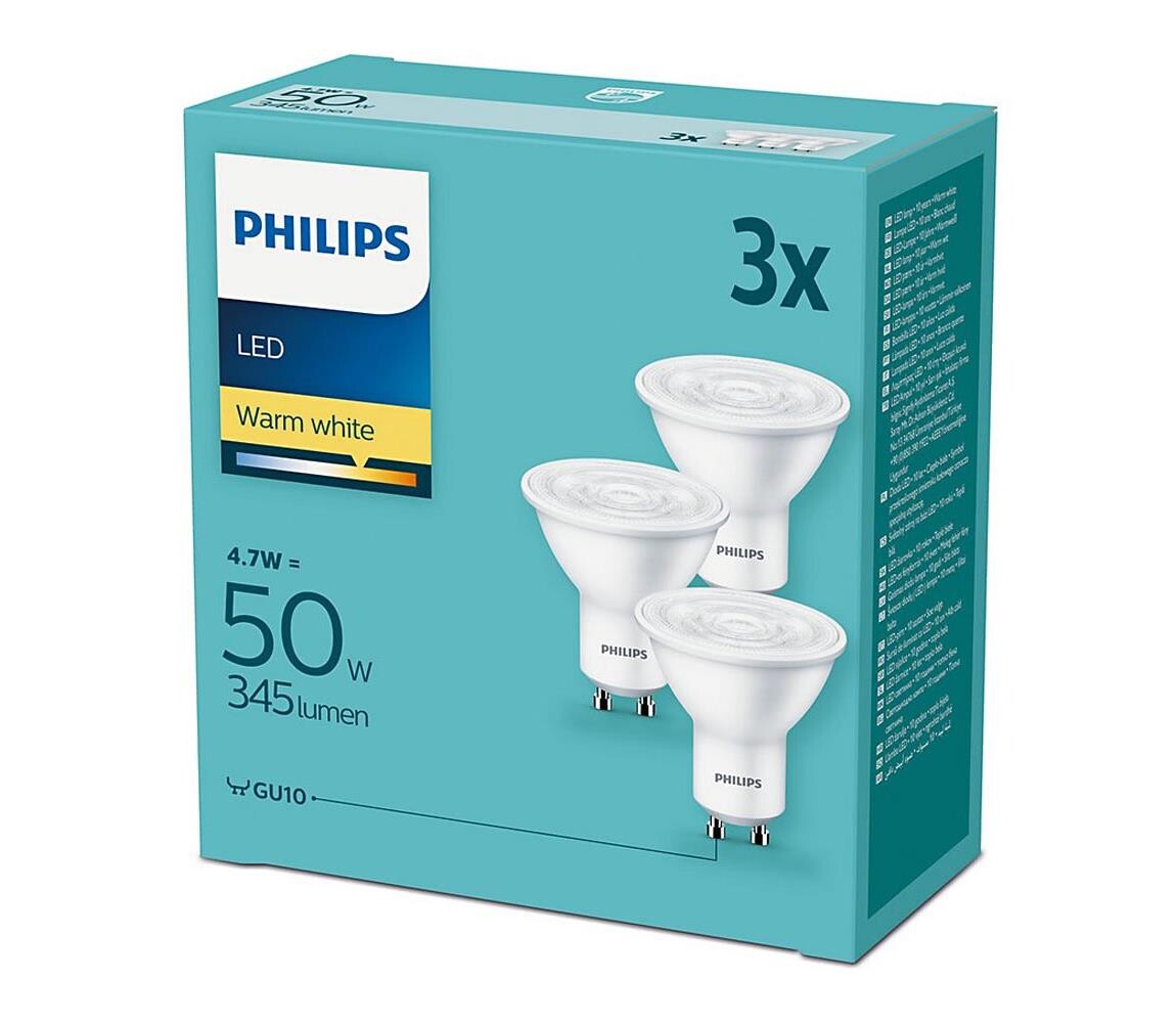 SADA 3x LED Žárovka Philips GU10/4,7W/230V 2700K 8718699635190