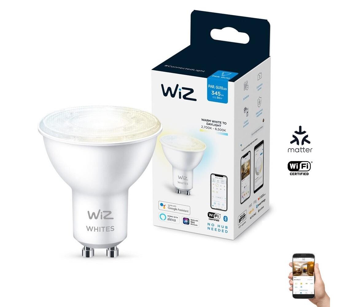 LED Stmívatelná žárovka PAR16 GU10/4,7W/230V 2700-6500K CRI 90 Wi-Fi - WiZ 871869978711001