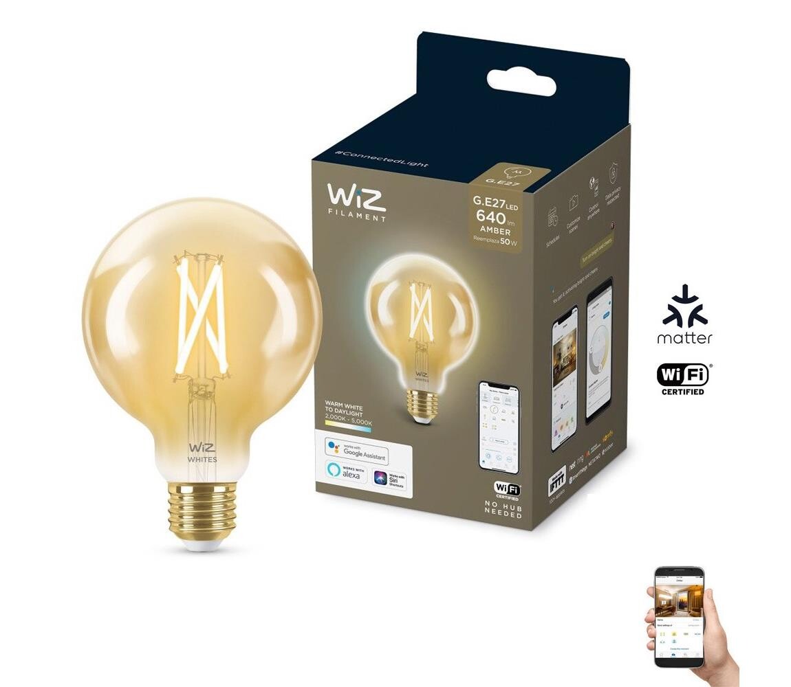 LED Stmívatelná žárovka VINTAGE G95 E27/6,7W/230V 2000-5000K CRI 90 Wi-Fi - WiZ 8718699786793