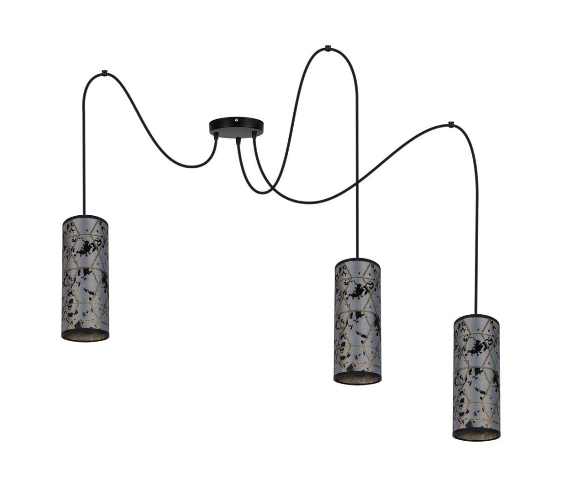 HEXE Lustr na lanku AVALO 3xE27/60W/230V pavouk šedá/černá 0142