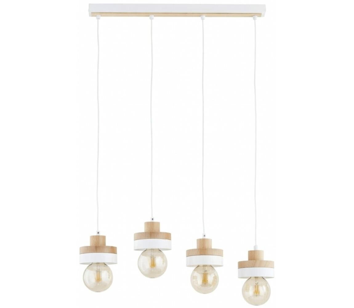 Lustr na lanku LARSO 4xE27/15W/230V bílá/béžová 63409