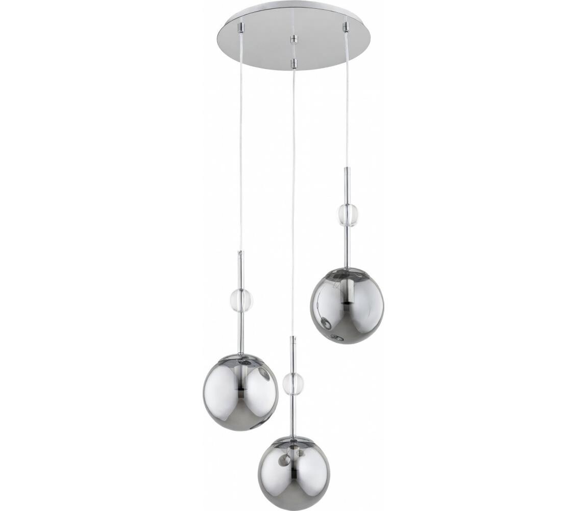 Lustr na lanku ARVENA 3xE14/10W/230V lesklý chrom/černá/kouřová 62641