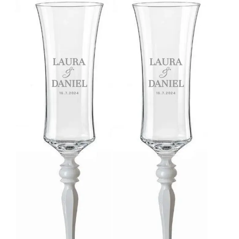 Dekorant Svatební sklenice na šampaňské Glass & Porcelain 190 ml 2KS