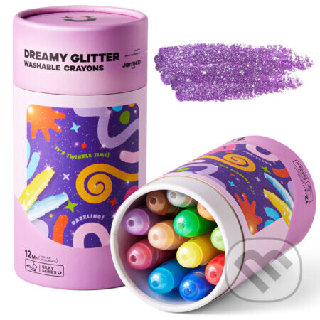Jemné voskovky Umývateľné Glitter 12 ks - Jarmelo