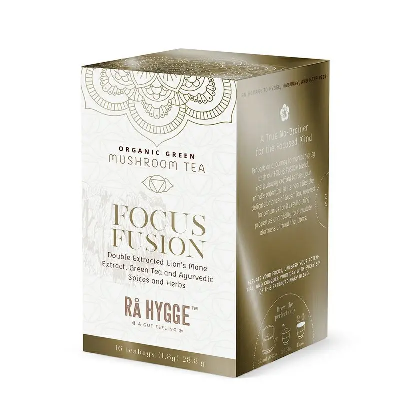 Ra Hygge Focus Fusion zelený čaj s Lion's Mane, porcovaný, BIO, 16 ks