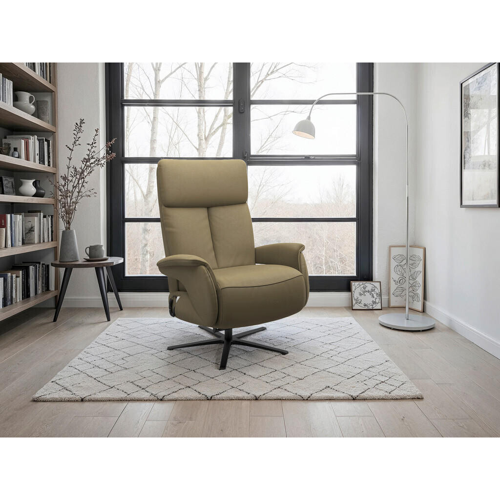 Sit & More RELAXAČNÍ KŘESLO, kůže, olivově zelená