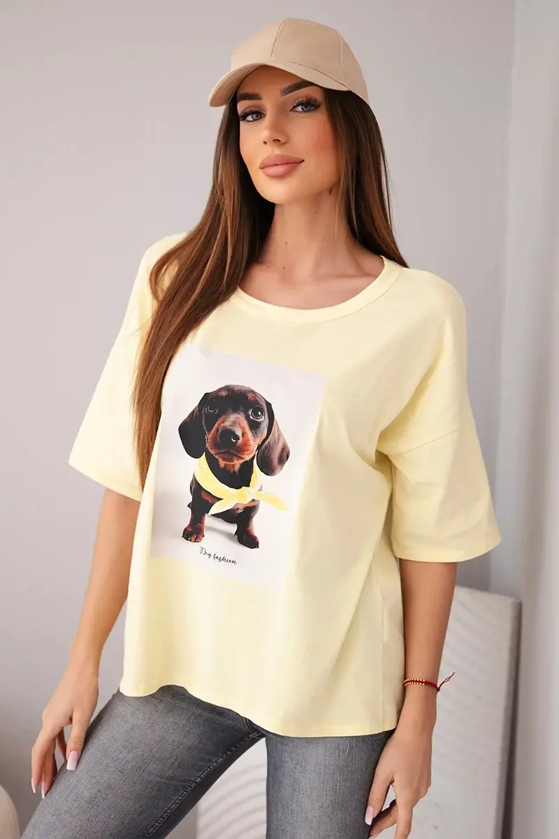 Dámské oversize tričko s potiskem 'Dog Fashion'