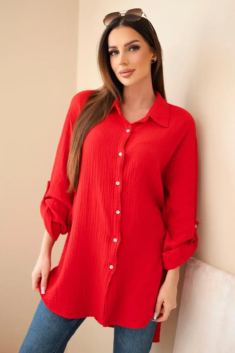 Kesi Włoski Muslinová košile Plus Size světlá bordó