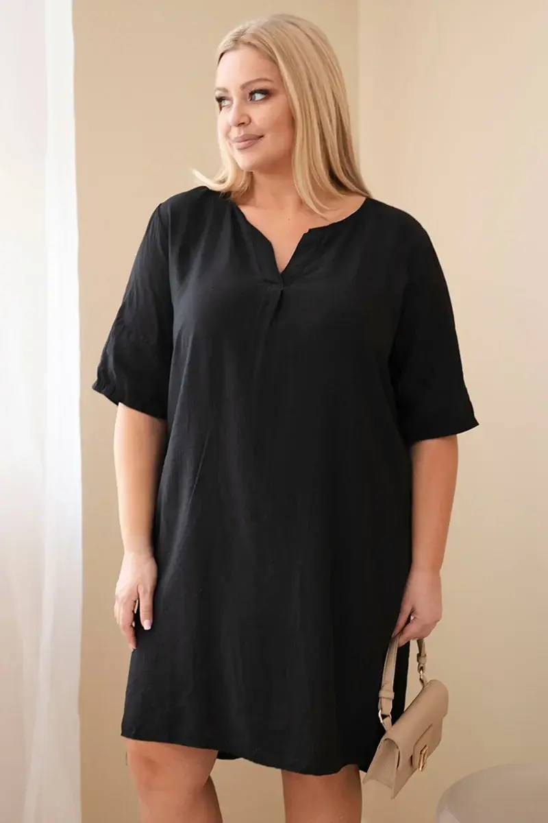 Dámské plus-size šaty s krátkým rukávem