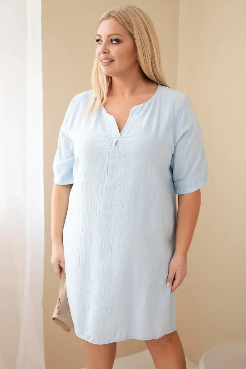 Kesi Włoski dámské šaty z viskózy plus-size, modré