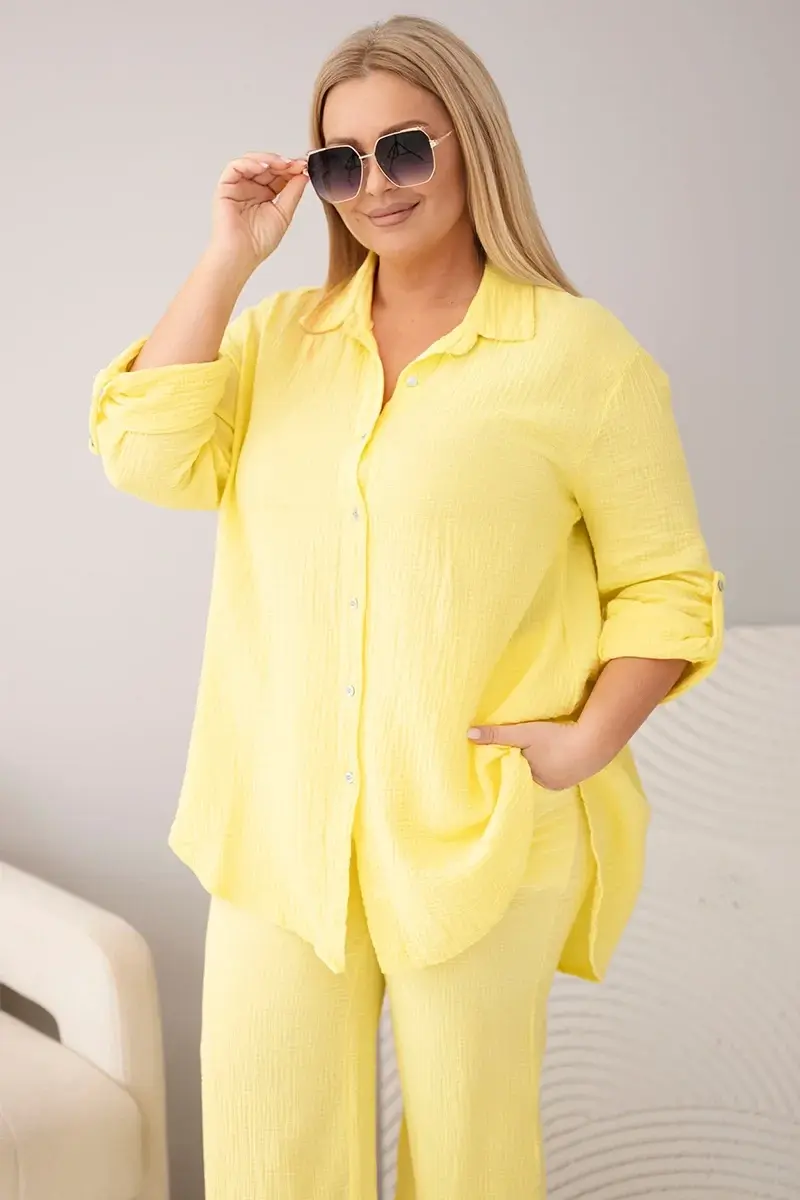 Kesi dámská mušelínová souprava plus size žlutá