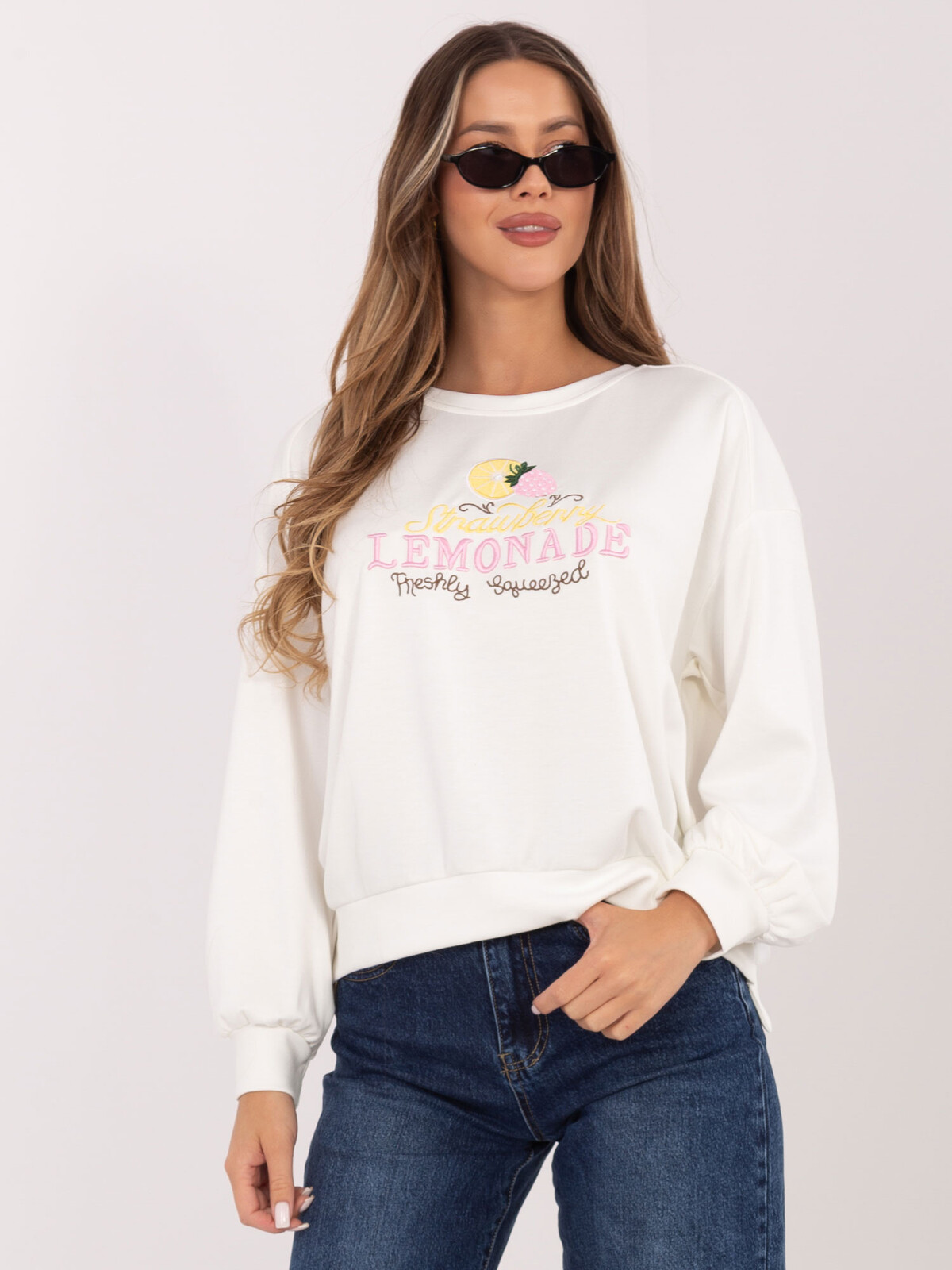 Ecrú dámská blůza oversize s nápisy