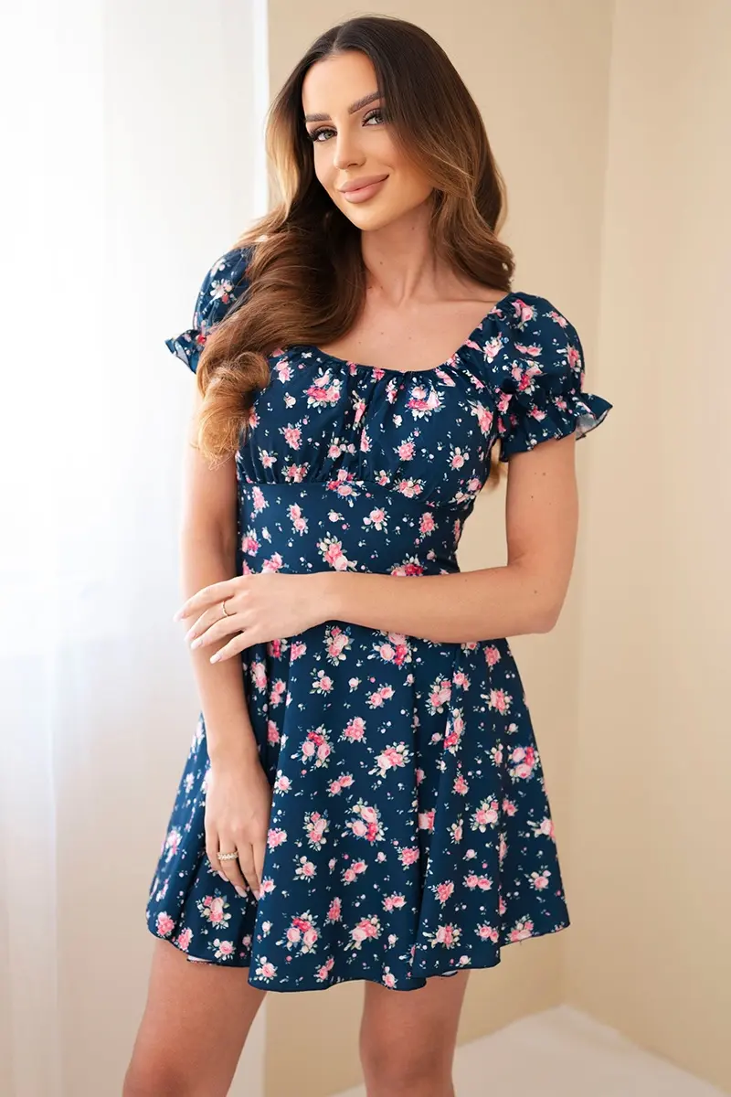 Kesi Włoski květinové šaty s nařasenými rukávy